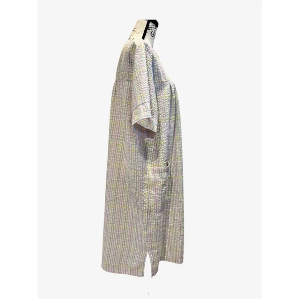 Miss Elaine seersucker snap-front robe, housecoat Sz 1X